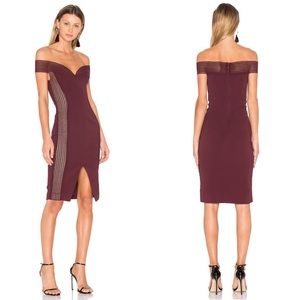 Nicholas Bandage Cold Shoulder Dress in Plum